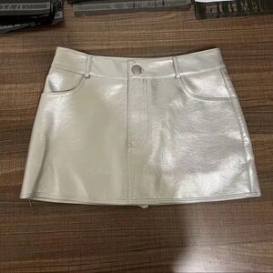 New!  Silver metal aluminum mini skirt